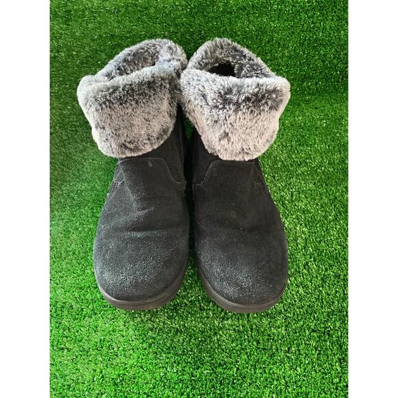 KHOMBU Black Suede Faux Fur Trim Winter Boots Womens Size 9 M - Picture 2 of 7